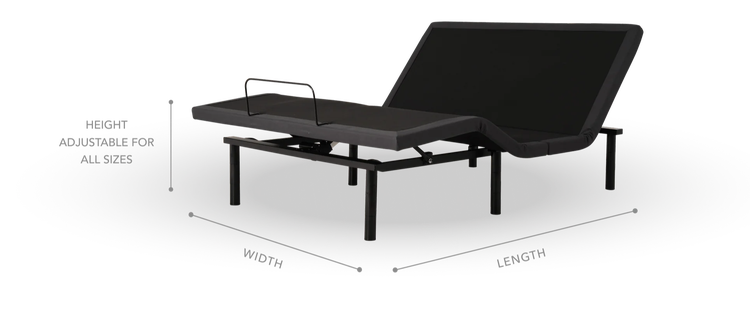 Adjustable black bed frame with dimensions