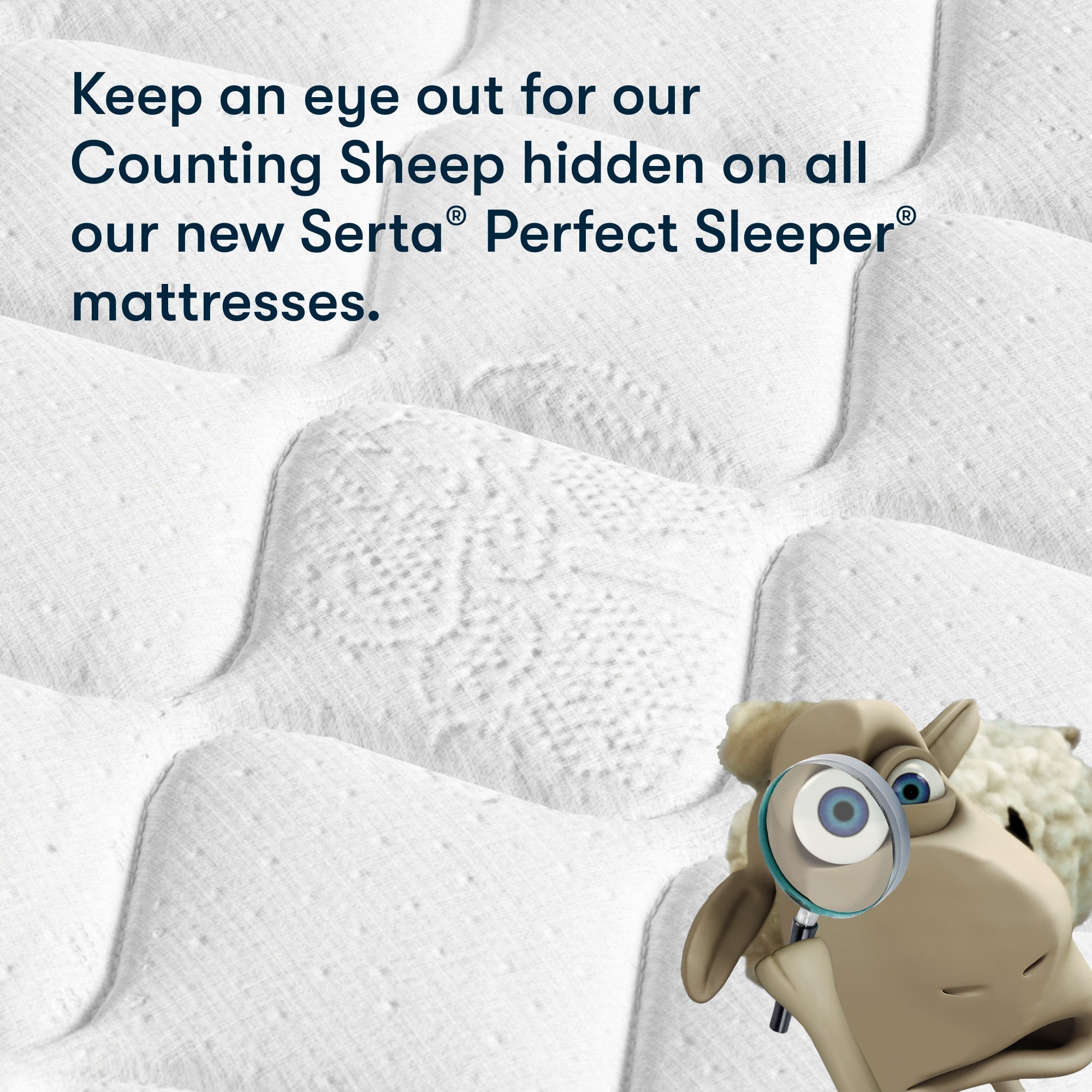 Perfect Sleeper Mattress with a counting sheep toy and text about Serta Perfect Sleeper mattresses.